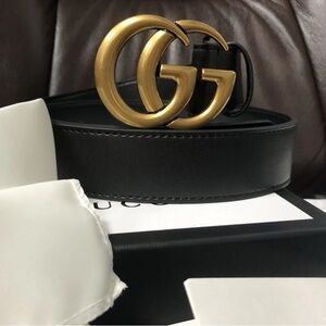 Gucci Black Leather Bag with Gold GG Logo